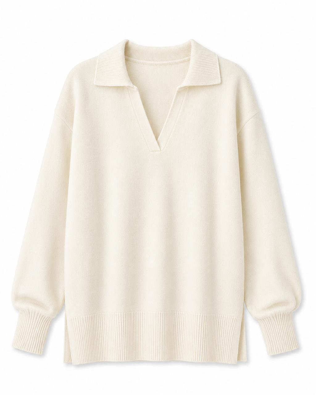 Johnny Collar Pure Cotton Top Taupe