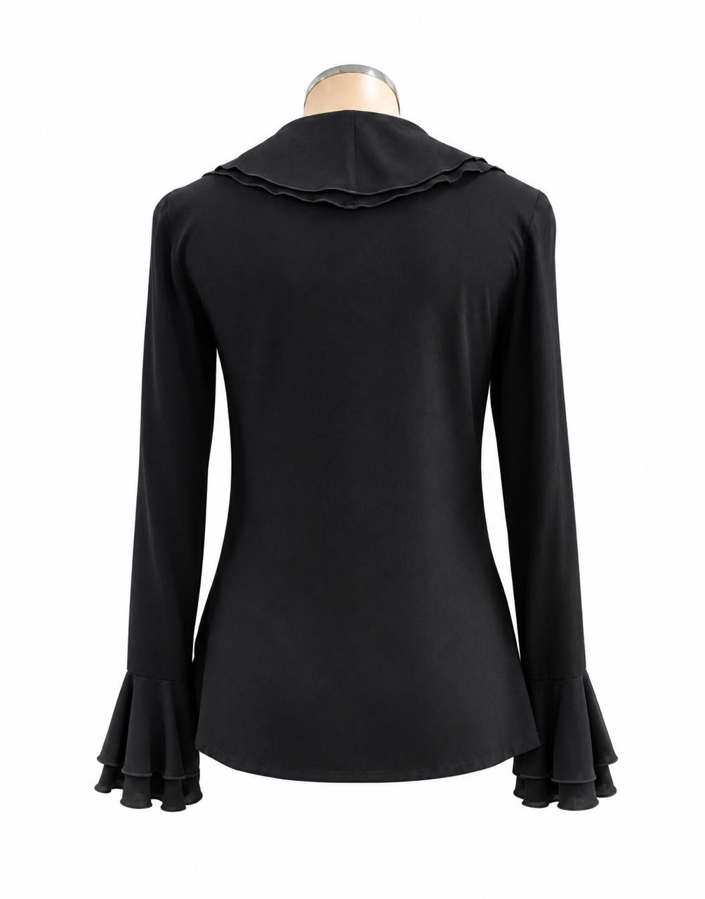 Jabot Blouse Viscose Black