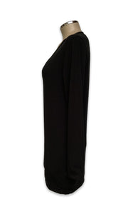 V-neck Long Knit Top / Dress - Black