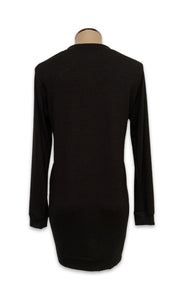 V-neck Long Knit Top / Dress - Black