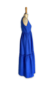 Alecia Long Tier Dress - Linen - Cobalt Crush