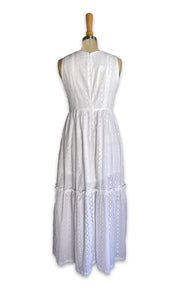 Alecia Long Tier Dress - White Anglaise
