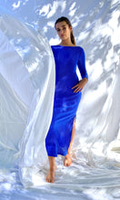 Load image into Gallery viewer, Svelte Sheathe Dress in Plisse - Cobalt Blue
