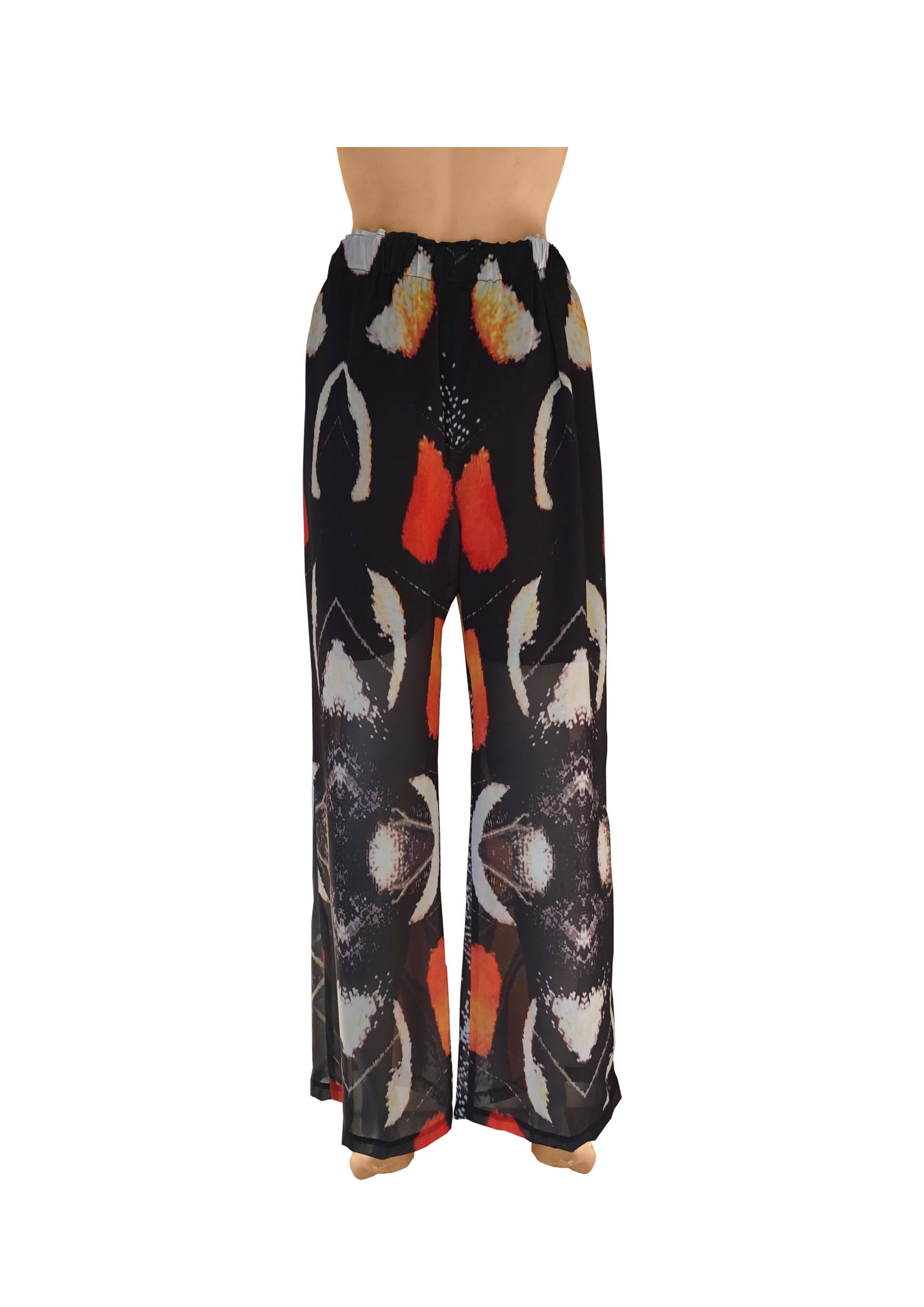 Electric Butterfly Chiffon Wide Leg Pants