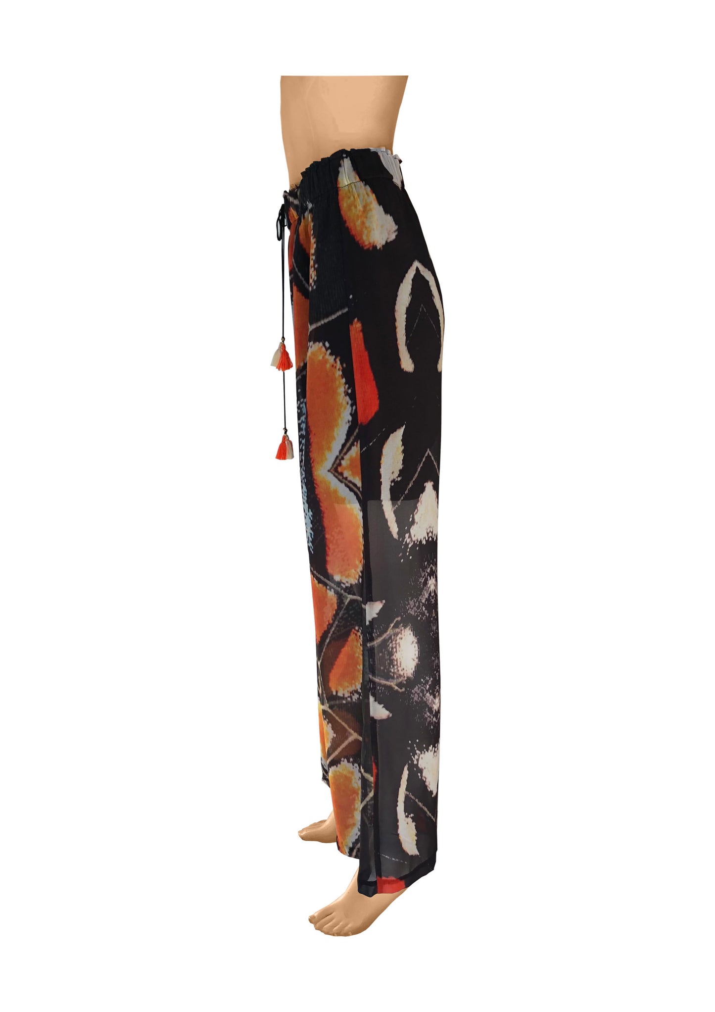 Electric Butterfly Chiffon Wide Leg Pants