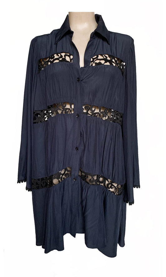 Portofino Dress - Fine Viscose Crepe- Black