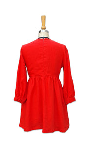 Darcy Babydoll Dress Long Sleeve - Red Linen