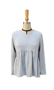 Long Sleeve Babydoll Tee - Grey