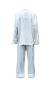 Pajama Set - White with White Piping