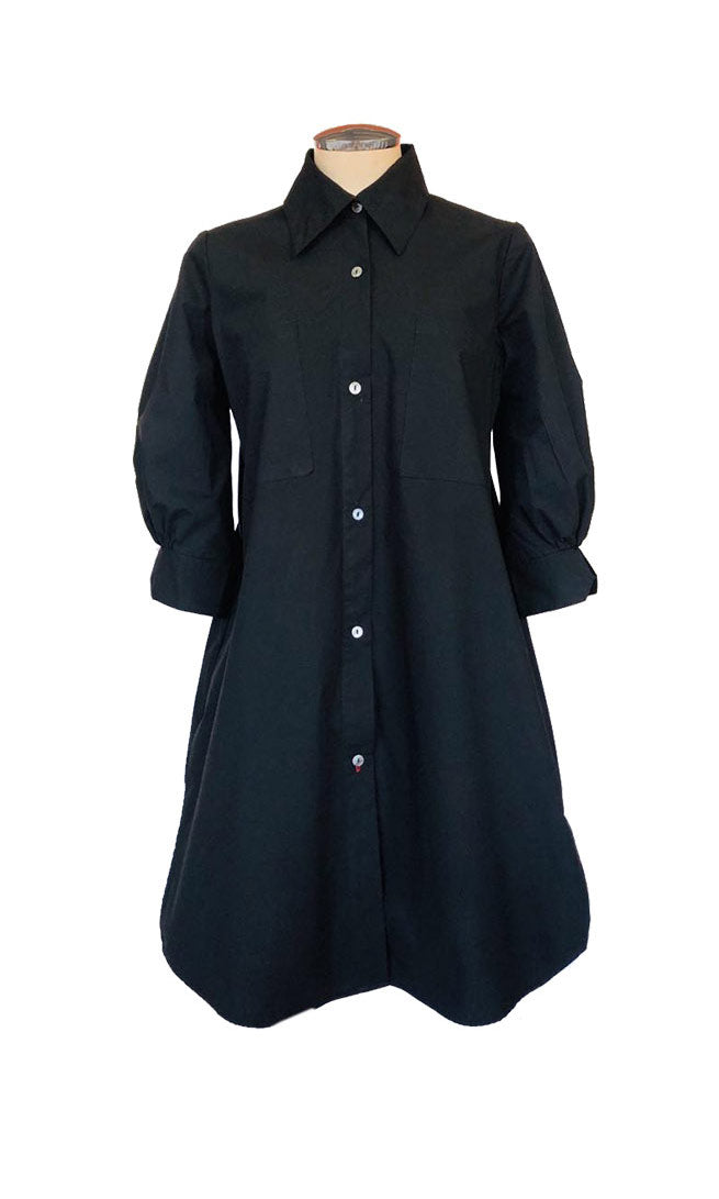 Florentina Shirt Dress - Black - Cotton