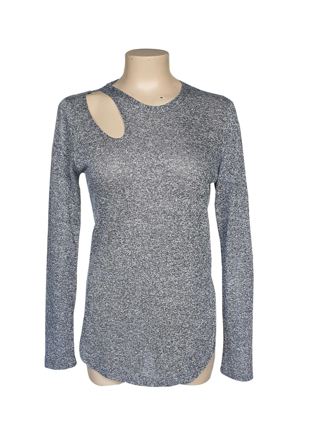 Grey Mélange Peak Knit Leisure Top