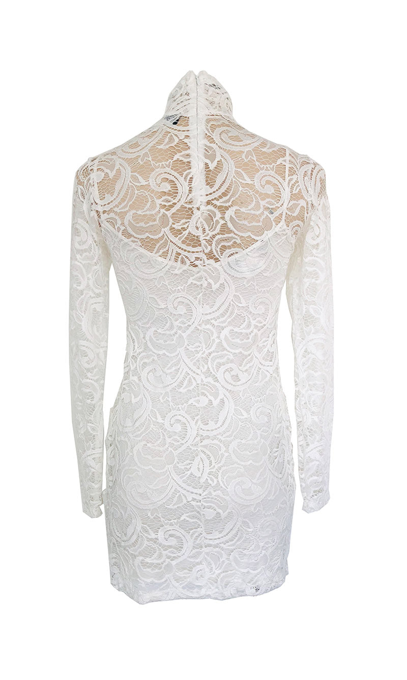 White lace polo neck