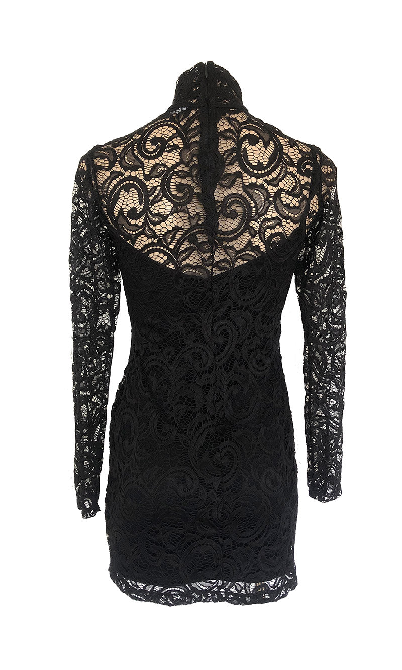 Black lace polo neck