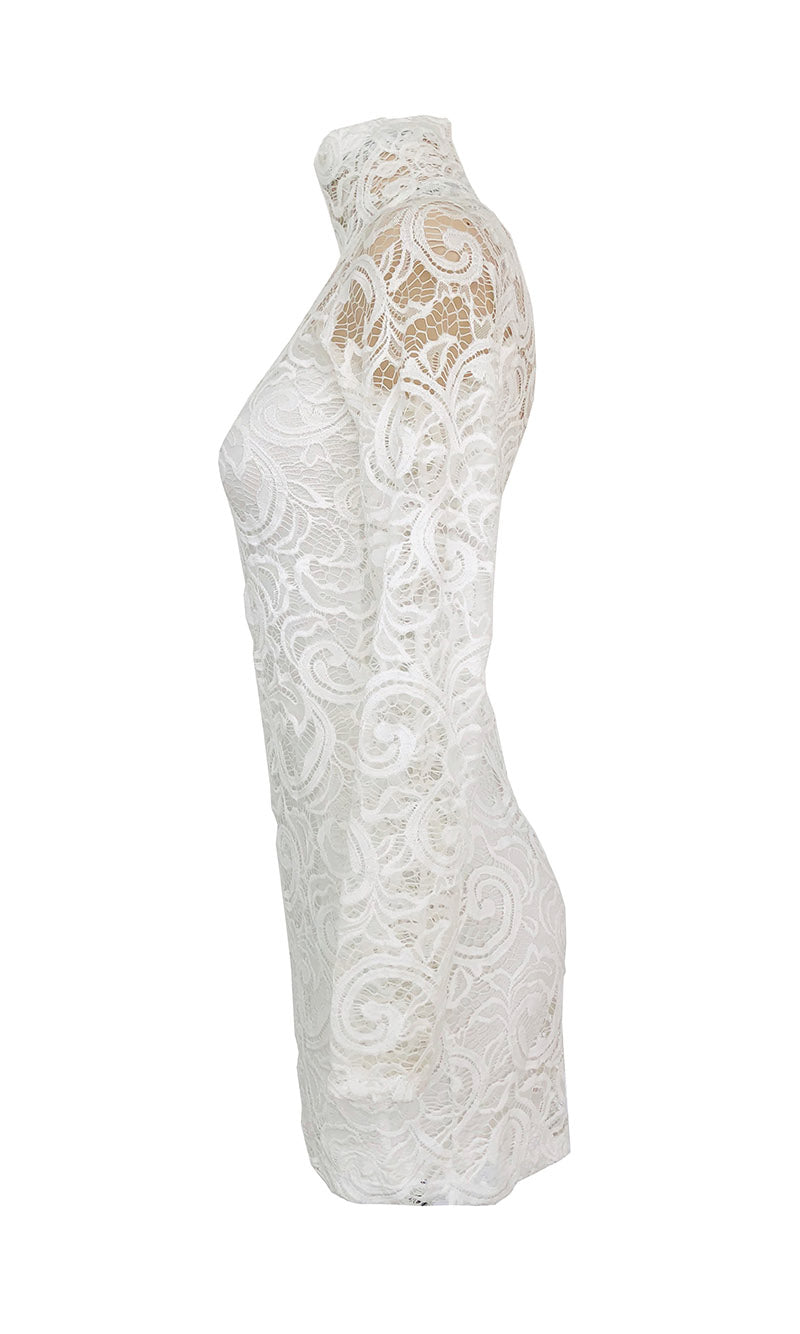 White lace polo neck