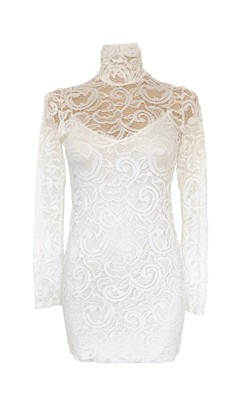 White lace polo neck