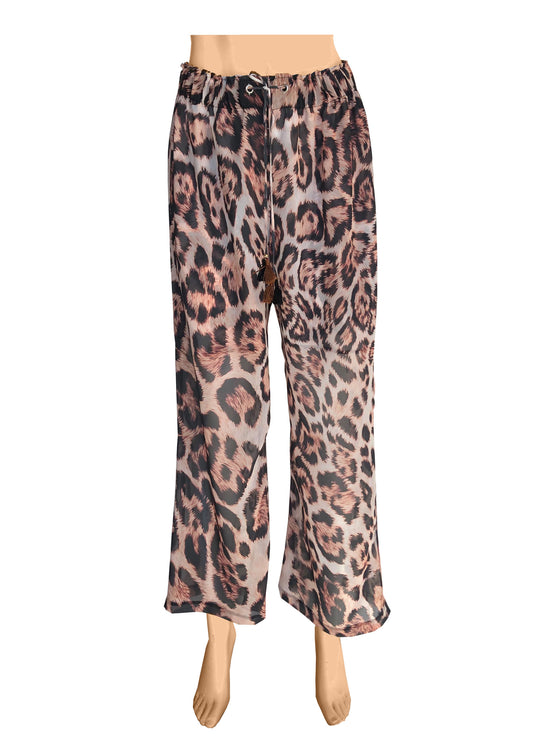 Ocelot Chiffon Wide Leg Pants