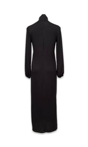 Morticia Polo Neck Long Knit Dress - Black