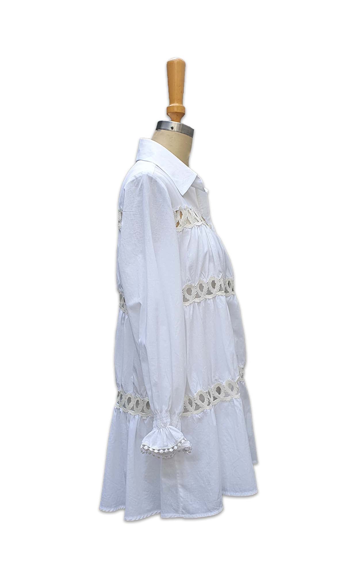 Portofino Shirt Dress - Fine 100% Cotton Voile - White