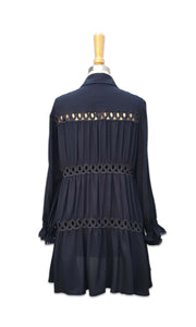 Portofino Shirt Dress - Fine Viscose Crepe- Black
