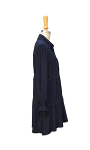 Portofino Shirt Dress - Fine Viscose Crepe- Black