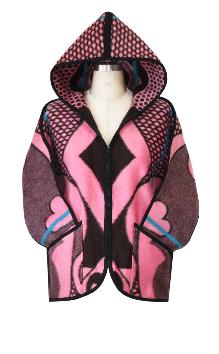 Basotho Blanket Coat - Short Pink