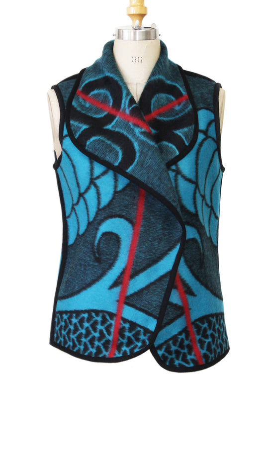 Basotho Blanket Coat - Waistcoat Blue