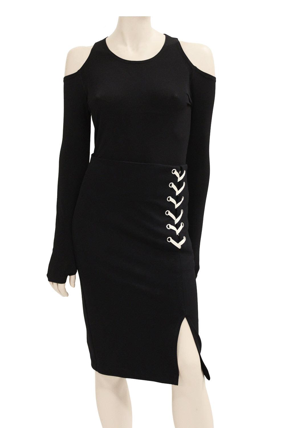 High-waisted skirt with lace up