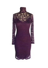 Load image into Gallery viewer, Purple Lace Poloneck Dress
