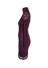 Load image into Gallery viewer, Purple Lace Poloneck Side
