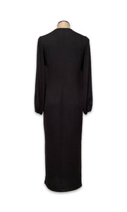 Morticia Round Neck Long Knit Dress - Black
