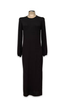 Load image into Gallery viewer, Morticia Round Neck Long Knit Dress - Black
