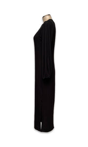Morticia Round Neck Long Knit Dress - Black