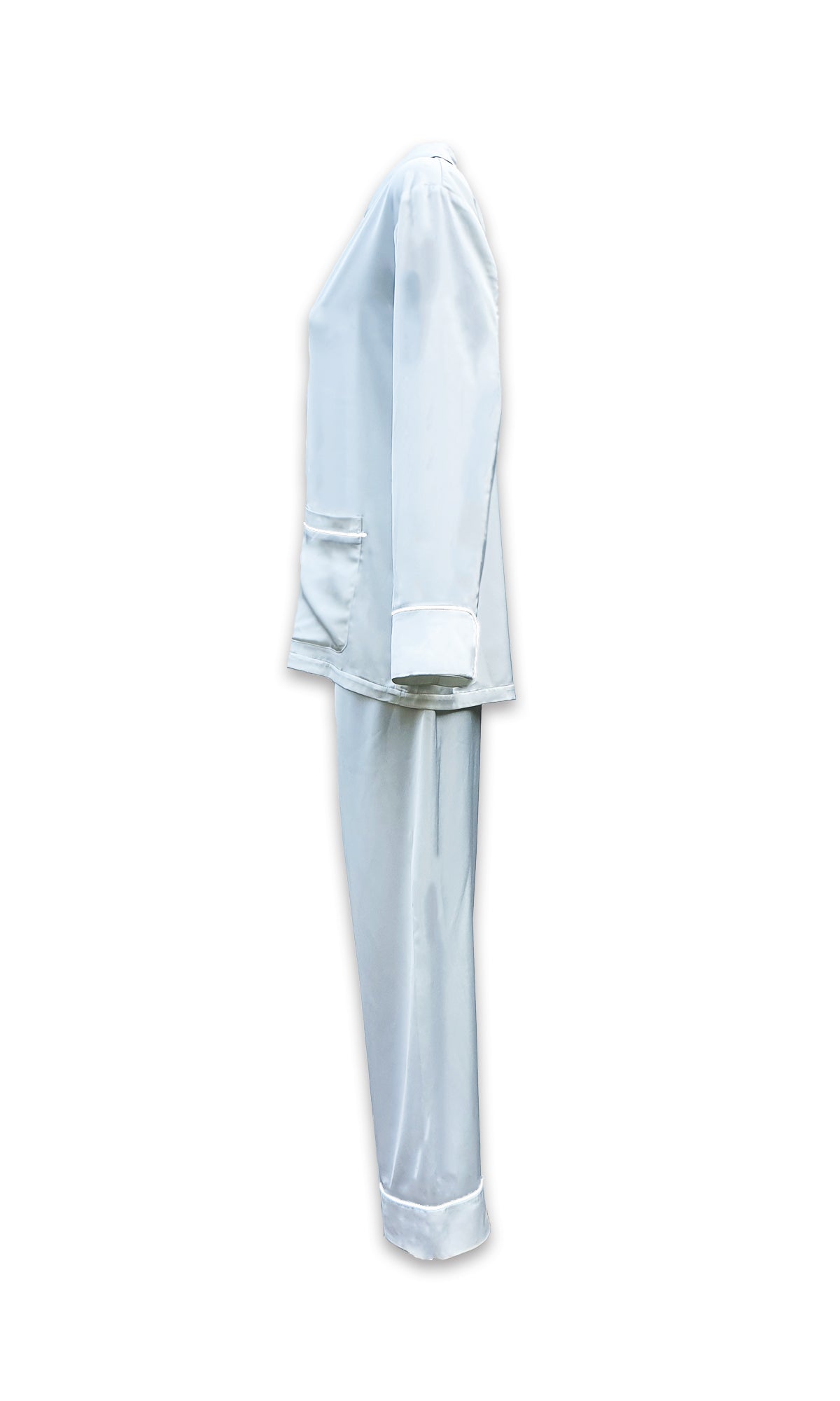 Pajama Set - White with White Piping