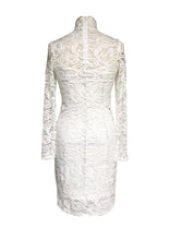 Load image into Gallery viewer, Ivory Lace Poloneck Dress Back

