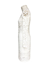 Load image into Gallery viewer, Ivory Lace Poloneck Dress Side
