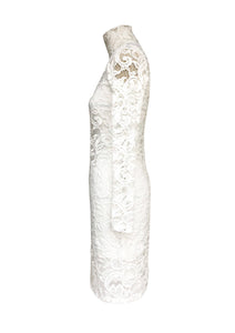 Ivory Lace Poloneck Dress Side